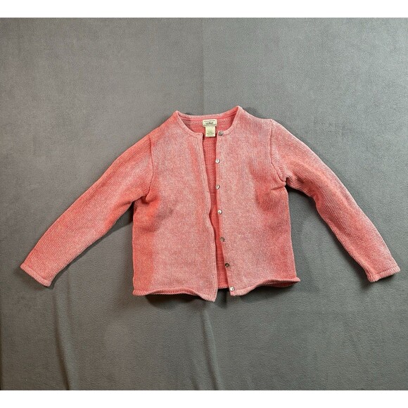 L.L.Bean Knit Cardigan Sweater Women’s Small Pink Cotton Button - Picture 1 of 6